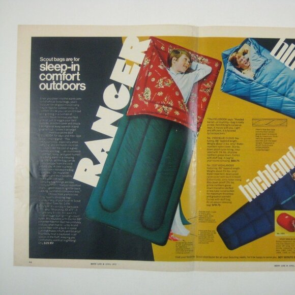 Official Scout Sleeping Bags Vintage 1972 Advertisement 2 Page Ranger Highlander - Picture 2 of 2